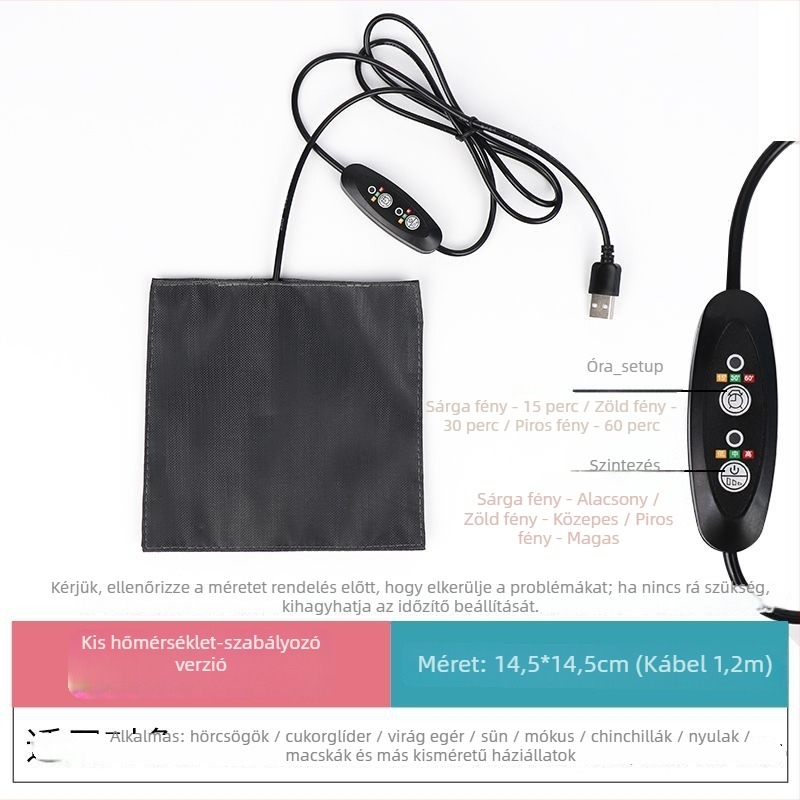 USB fűtőpad kisállatok számára – Flower Branch dizájn, USB‑tápellátás, téli melegítést biztosít