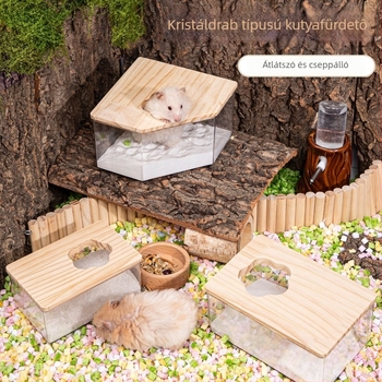 Hamster-specifikus kettős funkciójú fürdő és toalett, csöpögés elleni kialakítással; Anyagok: műanyag, fa; Márka: Chengxi; Eredet: Shandong
