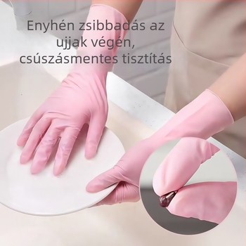 Egyszer használatos nitril edénymosó kesztyűk, hosszított kivitelben, vízálló és olajálló, közepes vastagságú