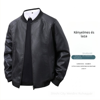 Férfi PU bőrdzseki – karcsú szabás, baseball gallér, vintage stílus, tavasz és ősz