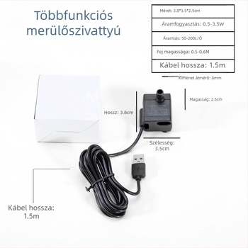 Levana akváriumi vízszivattyú – napelemes USB tápellátású, mini merülő szivattyú oxigénellátáshoz (monokristályos szilícium)