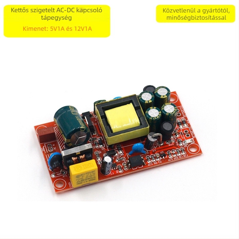 Izolált kettős kimenetű kapcsolóüzemű tápegység, bemenet 220V, kimenetek 5V1A és 12V1A, tartós AC-DC szabályozott átalakító modul
