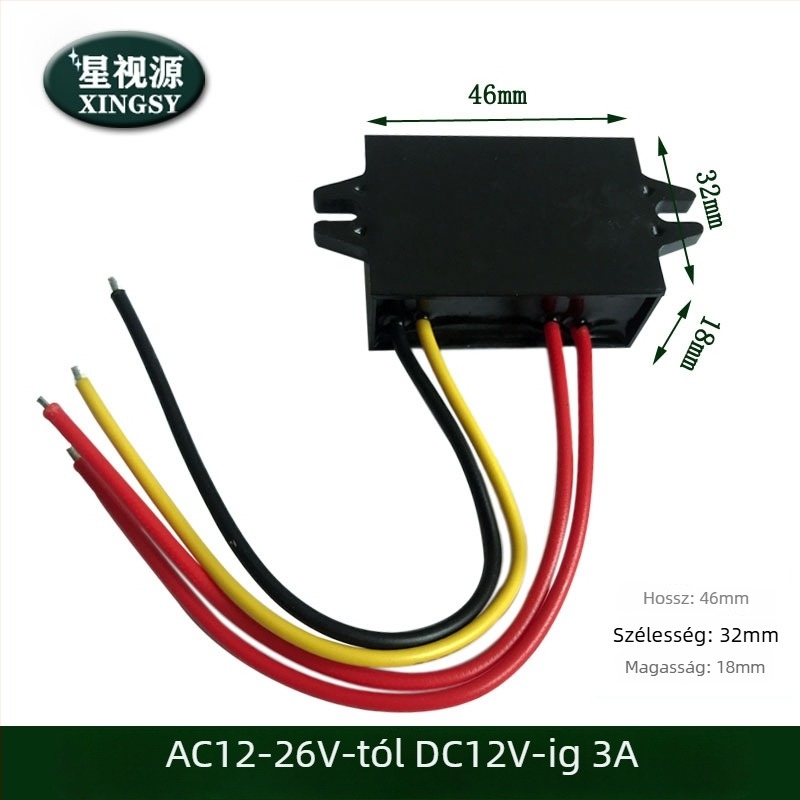 AC-DC Buck tápegység, 12V kimenet, bemenet 12-26V AC, 1-3A, 95% hatékonyság, IP67