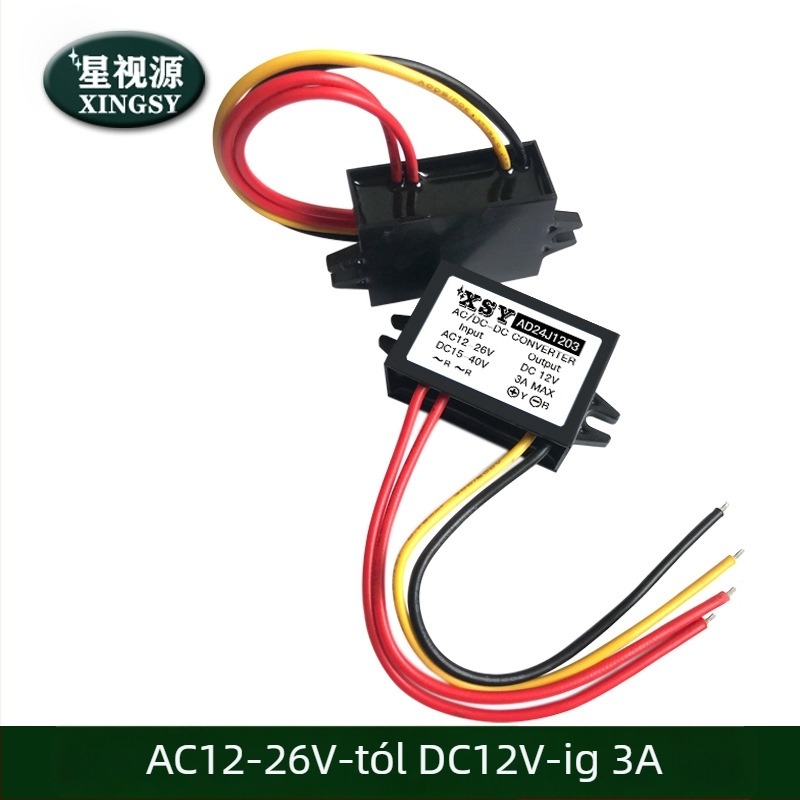 AC-DC Buck tápegység, 12V kimenet, bemenet 12-26V AC, 1-3A, 95% hatékonyság, IP67