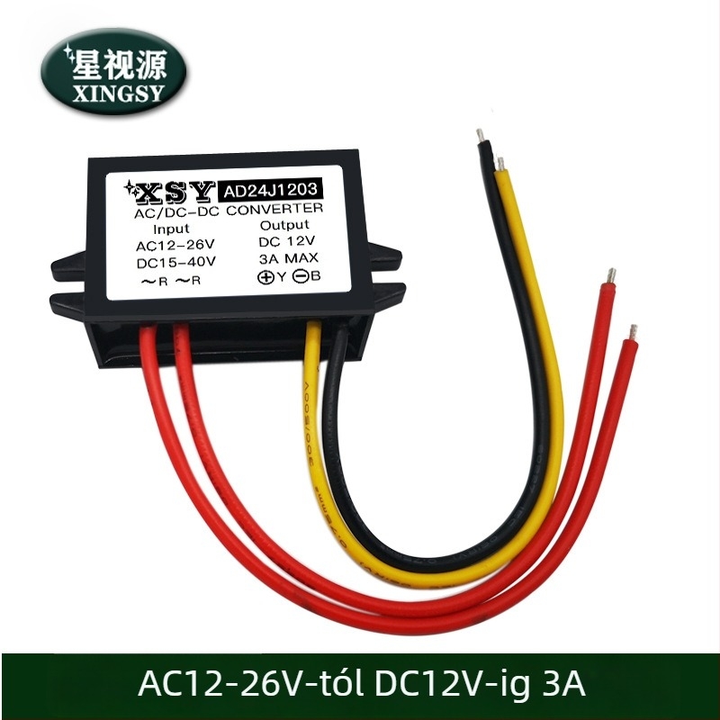 AC-DC Buck tápegység, 12V kimenet, bemenet 12-26V AC, 1-3A, 95% hatékonyság, IP67