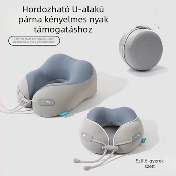 Memóriahab U-alakú utazó nyakpárna logóval, pamut-spandex huzat, modern minimalista stílus, nyaki gerinc-támogatás