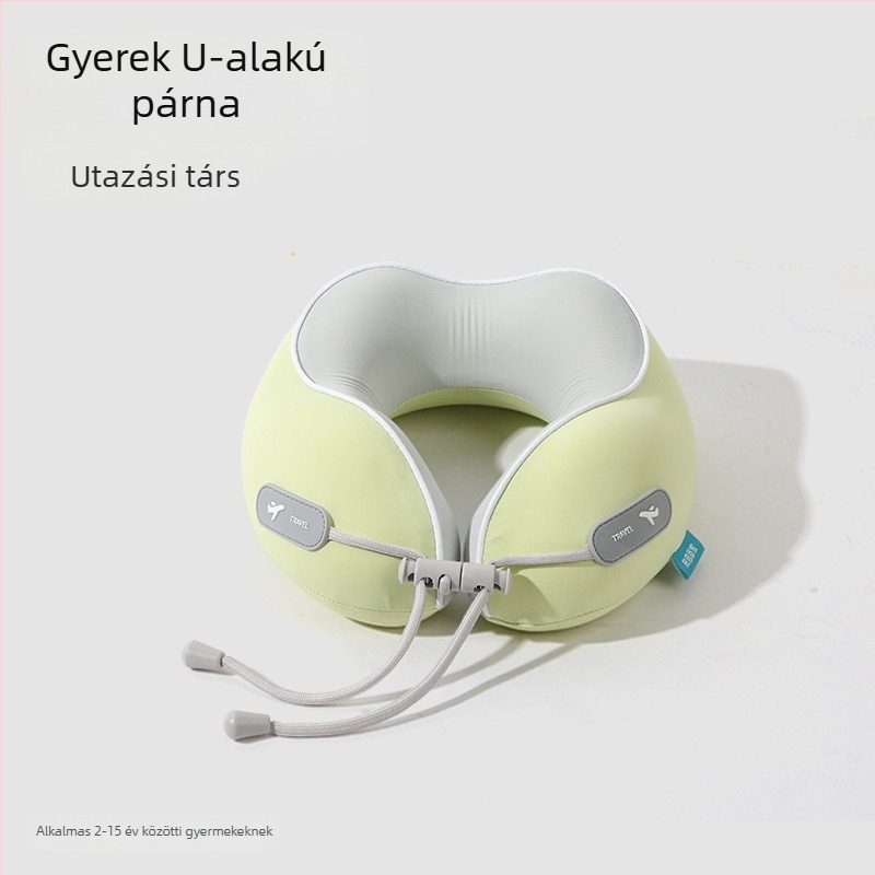 Memóriahab U-alakú utazó nyakpárna logóval, pamut-spandex huzat, modern minimalista stílus, nyaki gerinc-támogatás