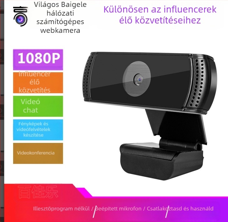 Asztali USB kamera 0,8 MP szenzorral, 1600x1200 max felbontás, 30 FPS, USB plug-and-play