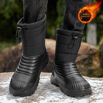 Férfi téli hócsizmák Velcro zárással, PU felsőrész, műszőrmés bélés, csúszásmentes gumitalp