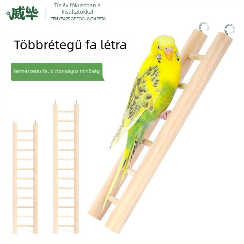 Papagáj mászó létra, tömörfa, madárketrec játék (Márka: Weibi; Anyag: Tömörfa; Kategória: Kisállat-játékok)