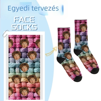 Általános mindennapi zokni 3D-s digitális nyomtatással és logóval, poliészter, izzadságfelszívó és dörzsölés elleni védelem, egy tűs varrás, középmagas cső