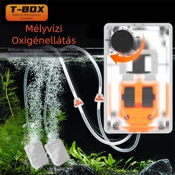 Jiyin akváriumi oxigénpumpa - kompakt levegőztető pumpa haltenyésztéshez, átlátszó mechanikus pumpa, csendes működés, 1 kg