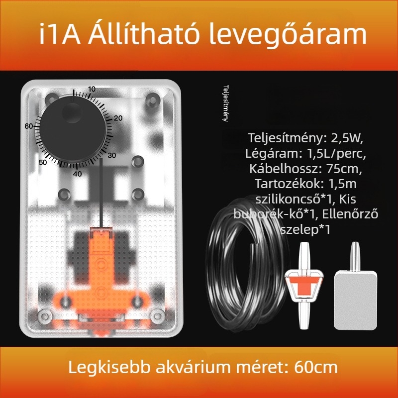 Jiyin akváriumi oxigénpumpa - kompakt levegőztető pumpa haltenyésztéshez, átlátszó mechanikus pumpa, csendes működés, 1 kg