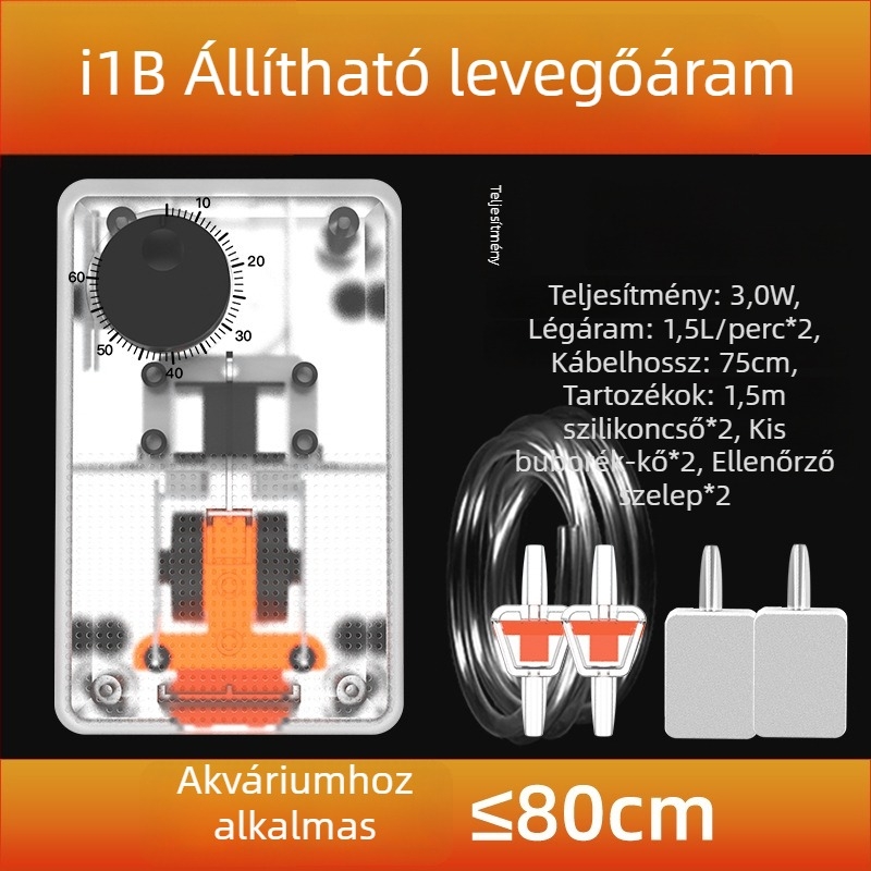 Jiyin akváriumi oxigénpumpa - kompakt levegőztető pumpa haltenyésztéshez, átlátszó mechanikus pumpa, csendes működés, 1 kg