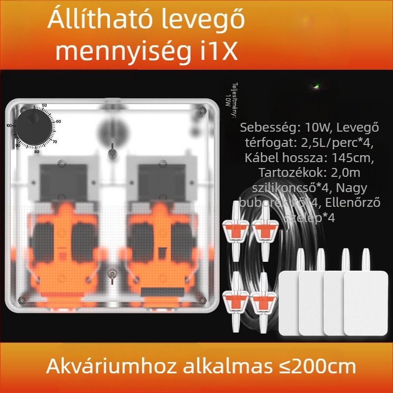 Jiyin akváriumi oxigénpumpa - kompakt levegőztető pumpa haltenyésztéshez, átlátszó mechanikus pumpa, csendes működés, 1 kg