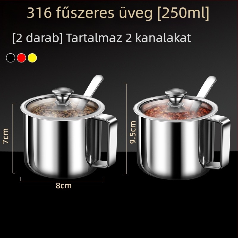 316 rozsdamentes acél fűszertartó készlet – nedvességálló konyhai tároló solid fűszerekhez, logó testreszabható