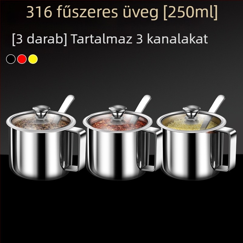 316 rozsdamentes acél fűszertartó készlet – nedvességálló konyhai tároló solid fűszerekhez, logó testreszabható