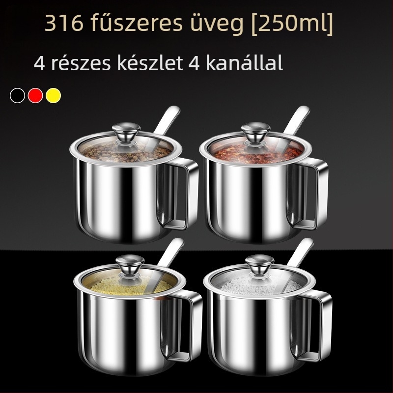 316 rozsdamentes acél fűszertartó készlet – nedvességálló konyhai tároló solid fűszerekhez, logó testreszabható