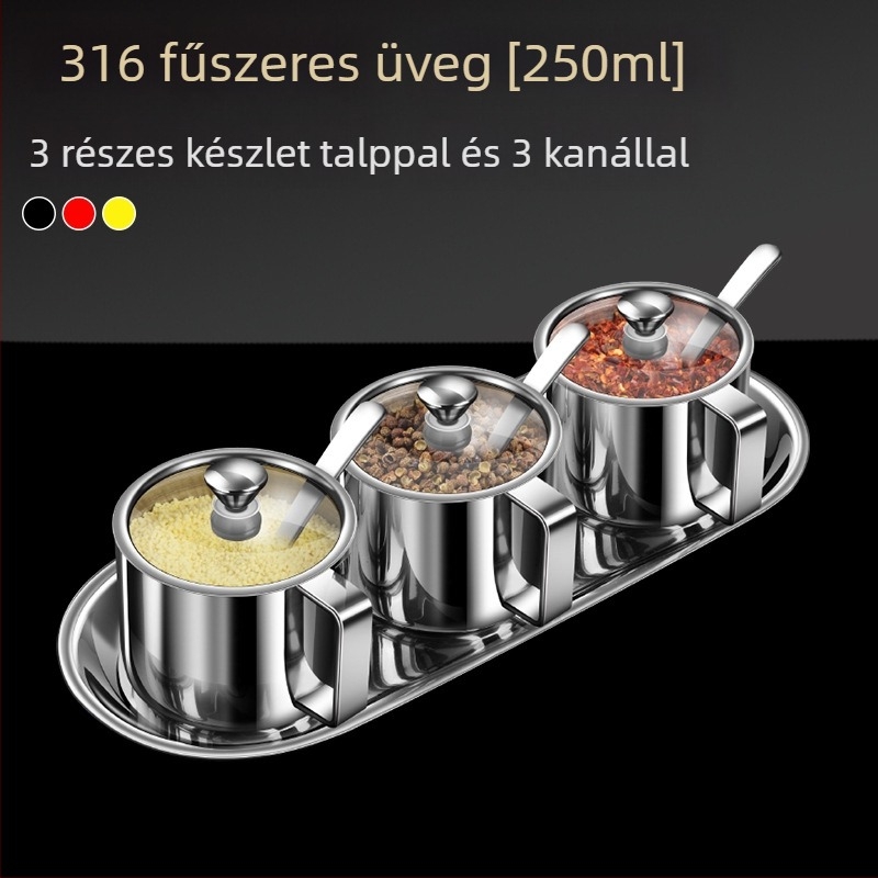 316 rozsdamentes acél fűszertartó készlet – nedvességálló konyhai tároló solid fűszerekhez, logó testreszabható