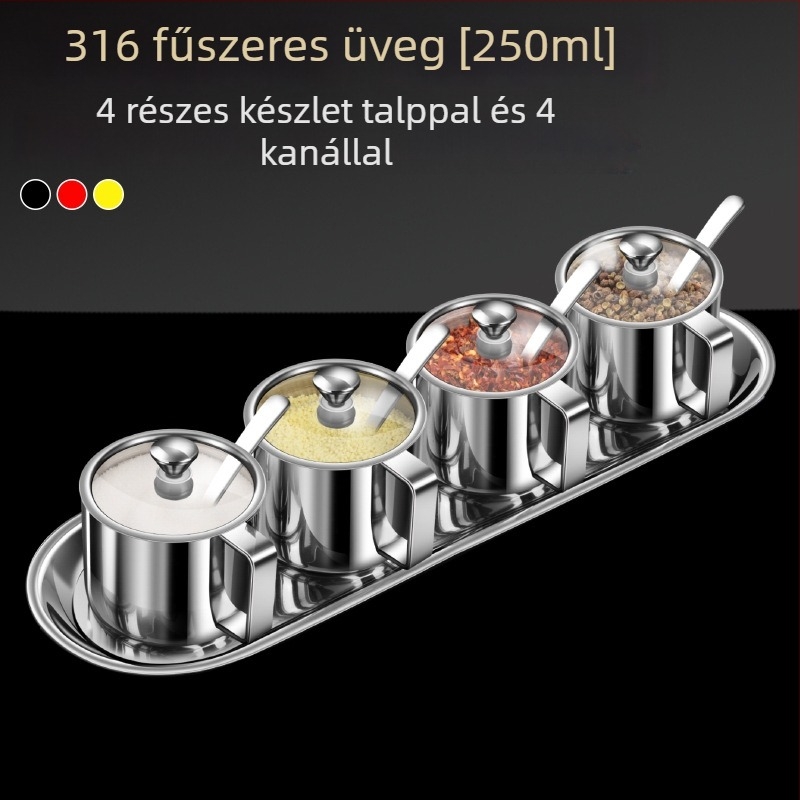 316 rozsdamentes acél fűszertartó készlet – nedvességálló konyhai tároló solid fűszerekhez, logó testreszabható