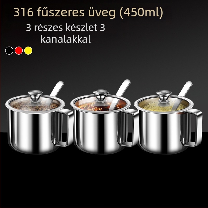 316 rozsdamentes acél fűszertartó készlet – nedvességálló konyhai tároló solid fűszerekhez, logó testreszabható