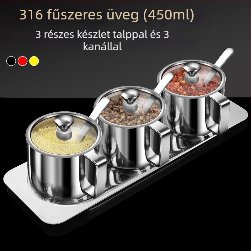 316 rozsdamentes acél fűszertartó készlet – nedvességálló konyhai tároló solid fűszerekhez, logó testreszabható