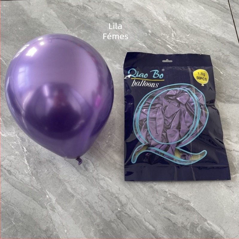 10 hüvelykes fémes latex lufi, krom felülettel és logóval, esküvőkre és partikhoz