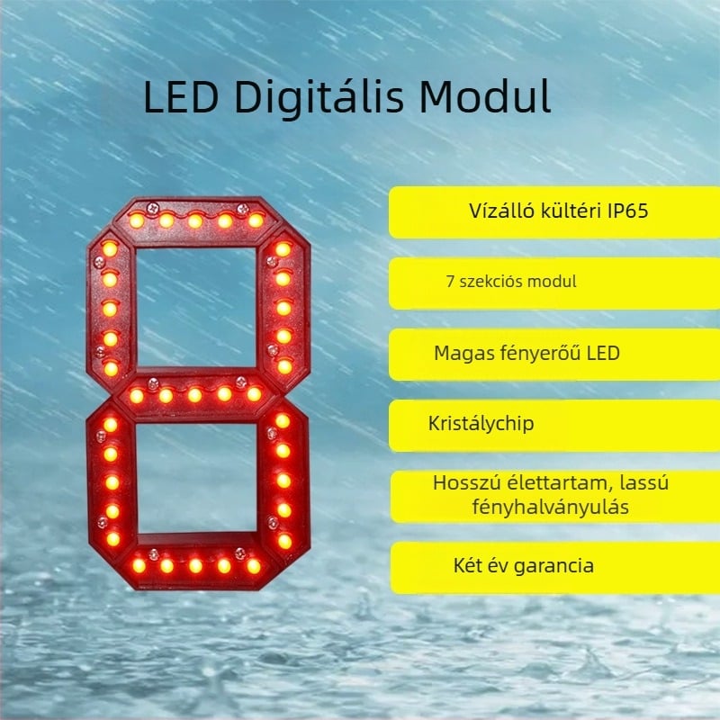 LED digitális vízálló tollszegmens – Beépített szerelés, Statikus monokrom kijelző, Testreszabás elérhető, Feszültség AC 110–220V / DC 12V