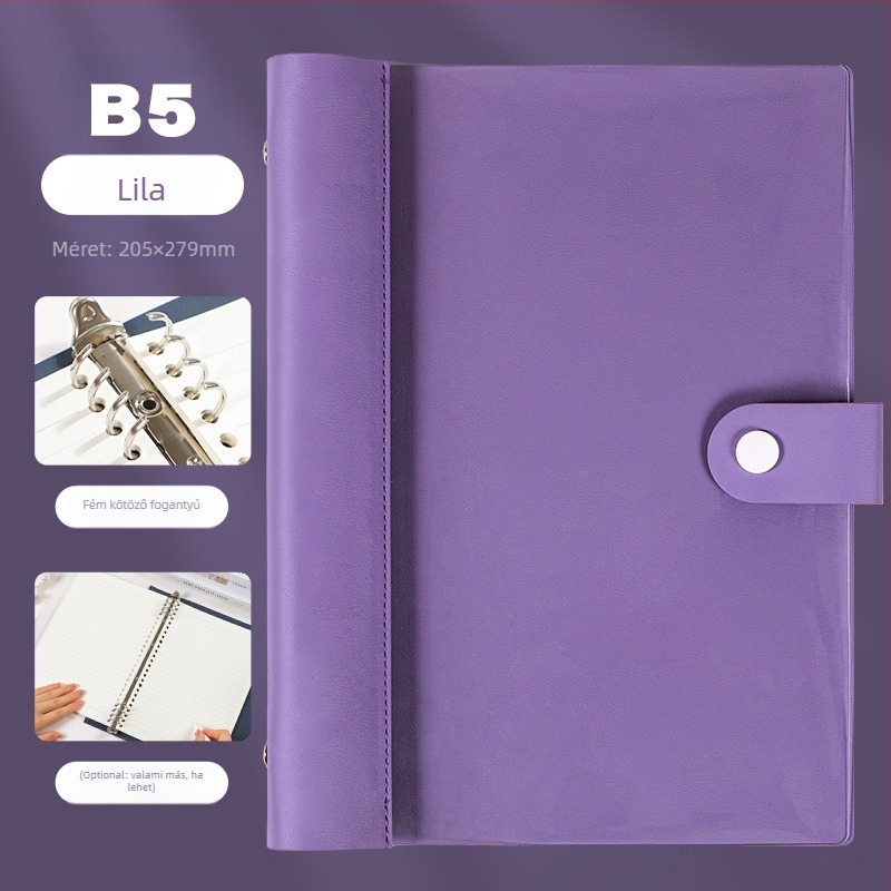Puha bőr kötő levehető burkolattal – Pórusos csipesz, kompatibilis a 255×175 mm papírral