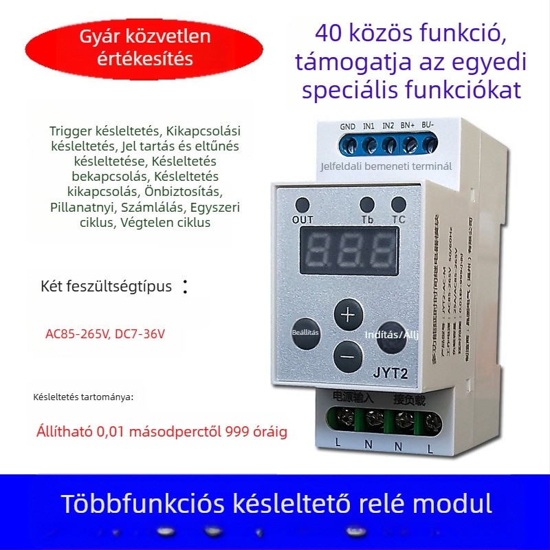 Sínes időrelé modul, többfunkciós, trigger-számlálóval