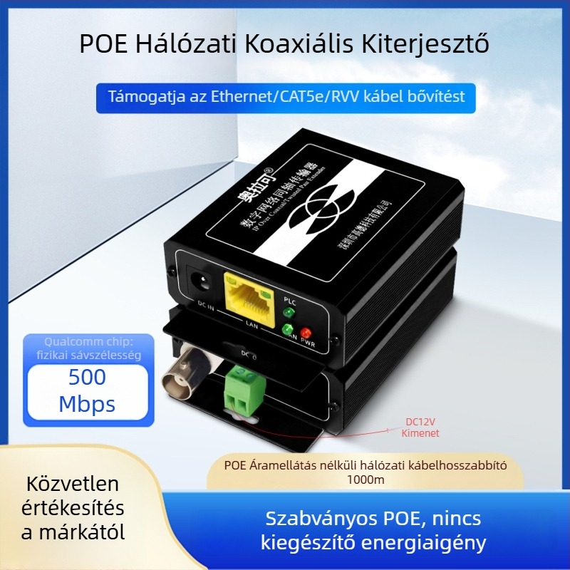 Video konverter — Koaxiális adó/kiterjesztő lift PLC-hálózathoz, 720p, Távoli ébresztés nem támogatott, Energia-gazdálkodás nem támogatott, Modell 705