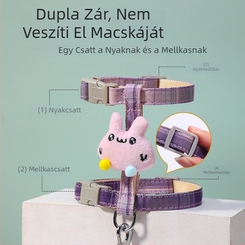 I-formájú macskahám pórázzal – kiszabadulás elleni, sétákhoz
