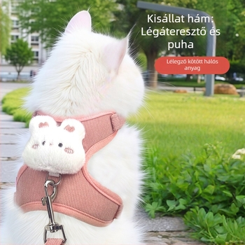 Állítható macska póráz anti-kiszökés hám, cicáknak kinti sétákhoz