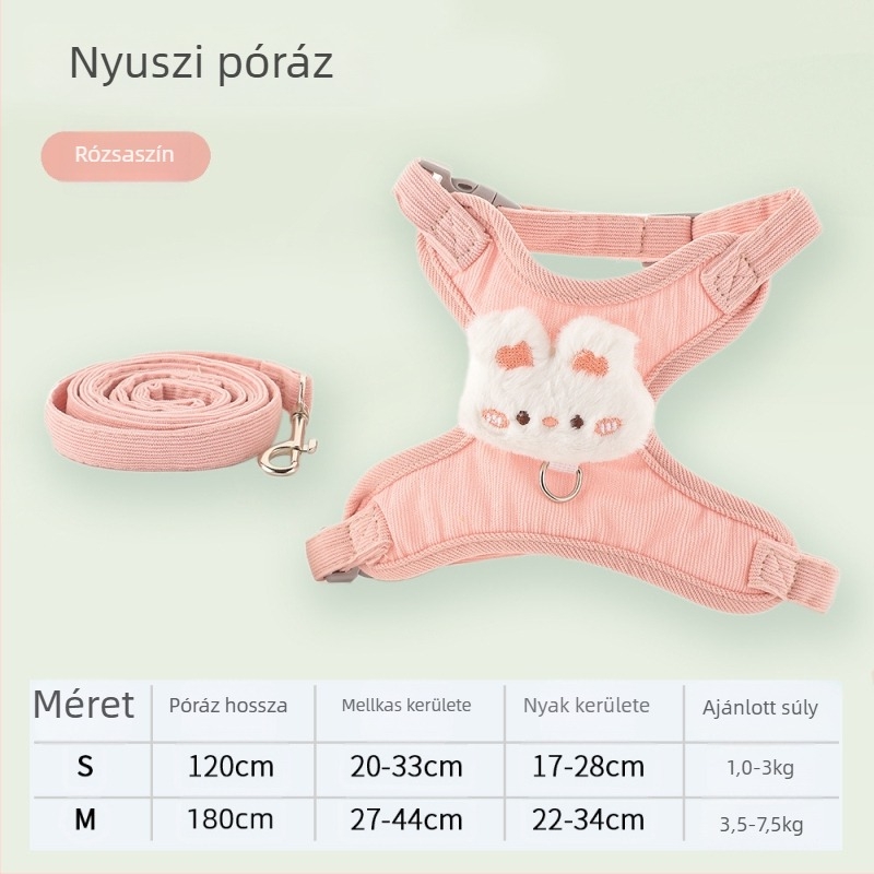 Állítható macska póráz anti-kiszökés hám, cicáknak kinti sétákhoz