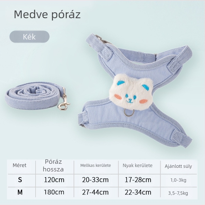 Állítható macska póráz anti-kiszökés hám, cicáknak kinti sétákhoz