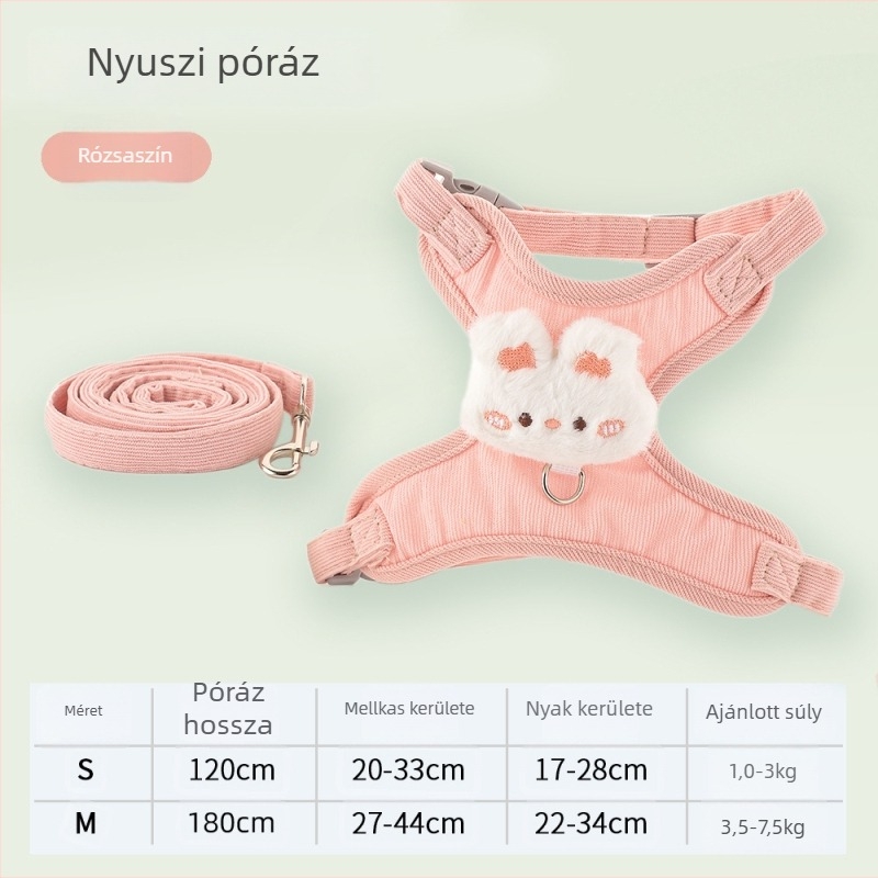 Állítható macska póráz anti-kiszökés hám, cicáknak kinti sétákhoz