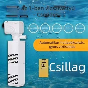 Akvarisztikus szűrő- és cirkulációs rendszer beépített ürülék-tisztító pumpával, 3-in-1 oxigénellátás, csendes működés és ürülék szétválasztás
