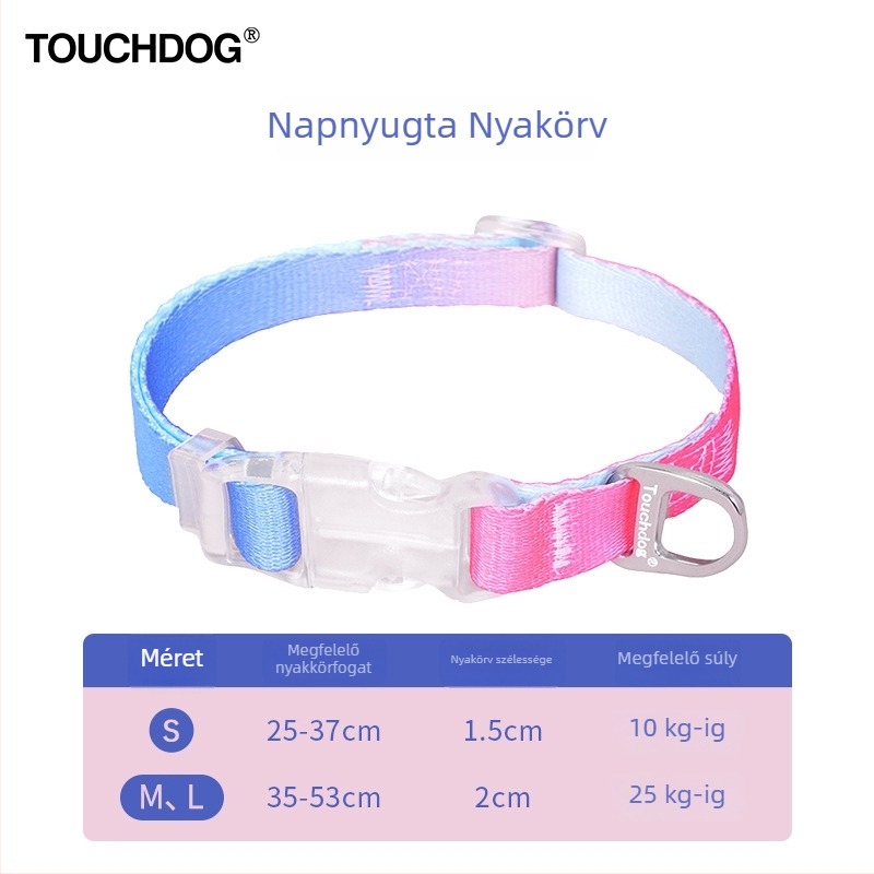 Touchdog it it színes kutya nyakörv LED világítással, utazáshoz, anti-lost póráz