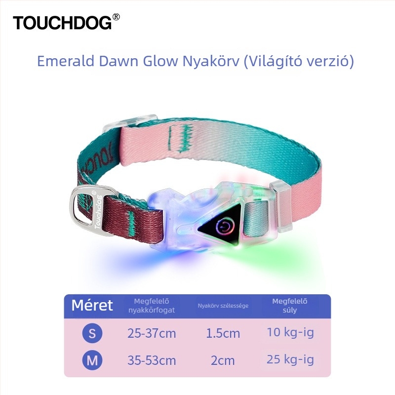 Touchdog it it színes kutya nyakörv LED világítással, utazáshoz, anti-lost póráz