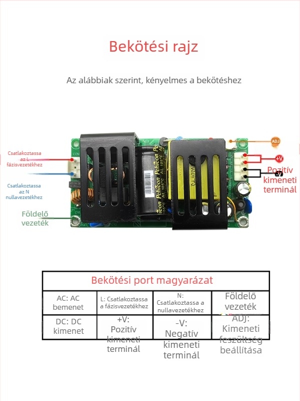 120W AC-DC modul, 220V bemenetről 24V kimenetre kapcsoló tápegység beépített feszültségstabilizátorral, ipari osztály