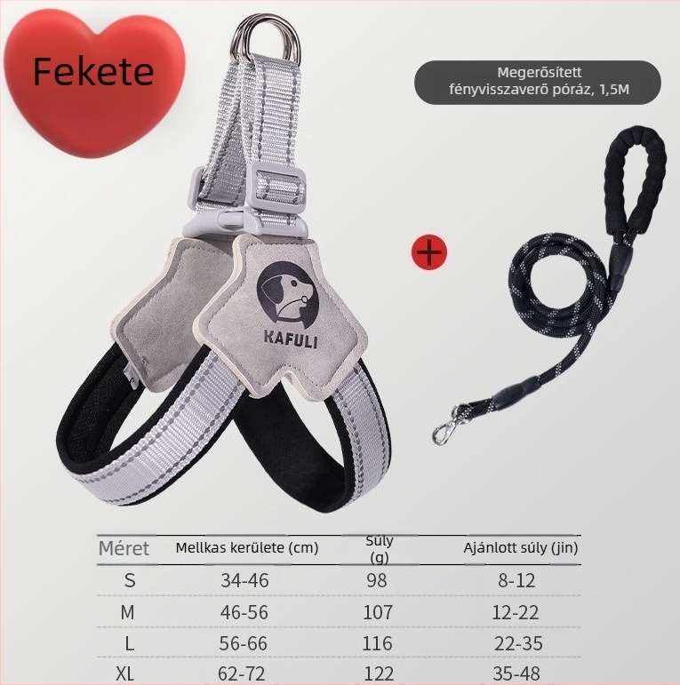 Fényvisszaverő nylon kutyapóráz és állítható hám nagytestű kutyáknak – kültéri sétákhoz