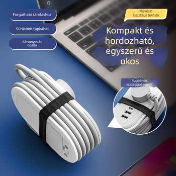 Utazó hálózati csatlakozó USB töltéssel, éjszakai fénnyel és kábelhurok tárolóval; feszültség 110-250V, teljesítmény akár 2500W, réz vezetők, PP tokozás, CCC tanúsítvány