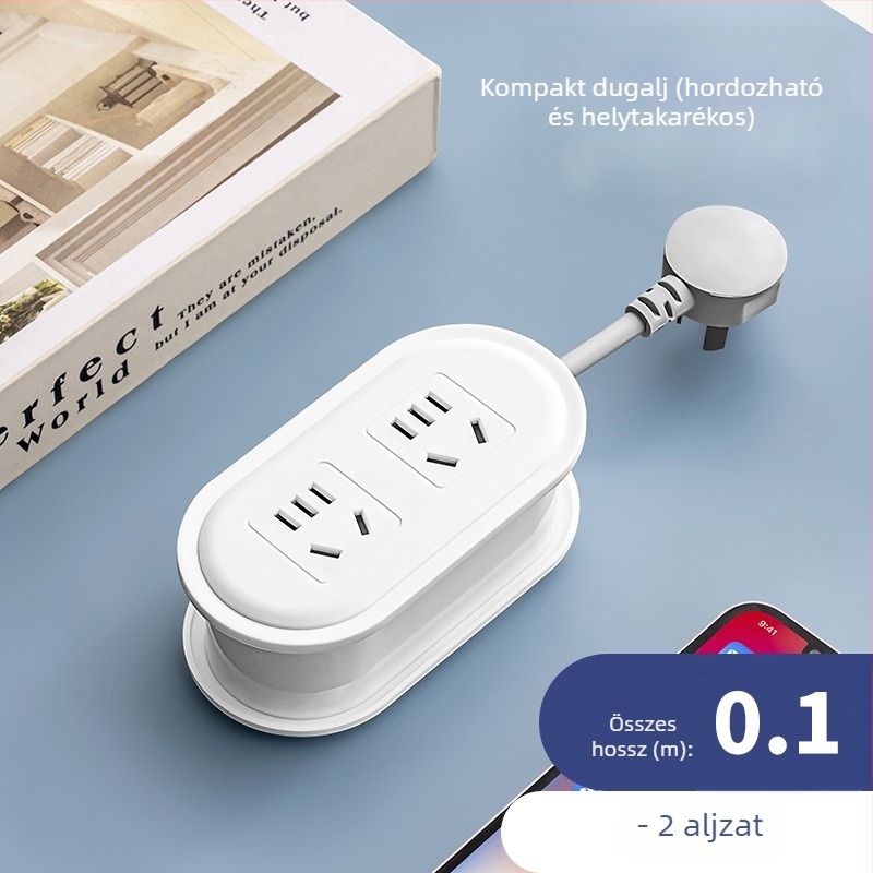 Utazó hálózati csatlakozó USB töltéssel, éjszakai fénnyel és kábelhurok tárolóval; feszültség 110-250V, teljesítmény akár 2500W, réz vezetők, PP tokozás, CCC tanúsítvány