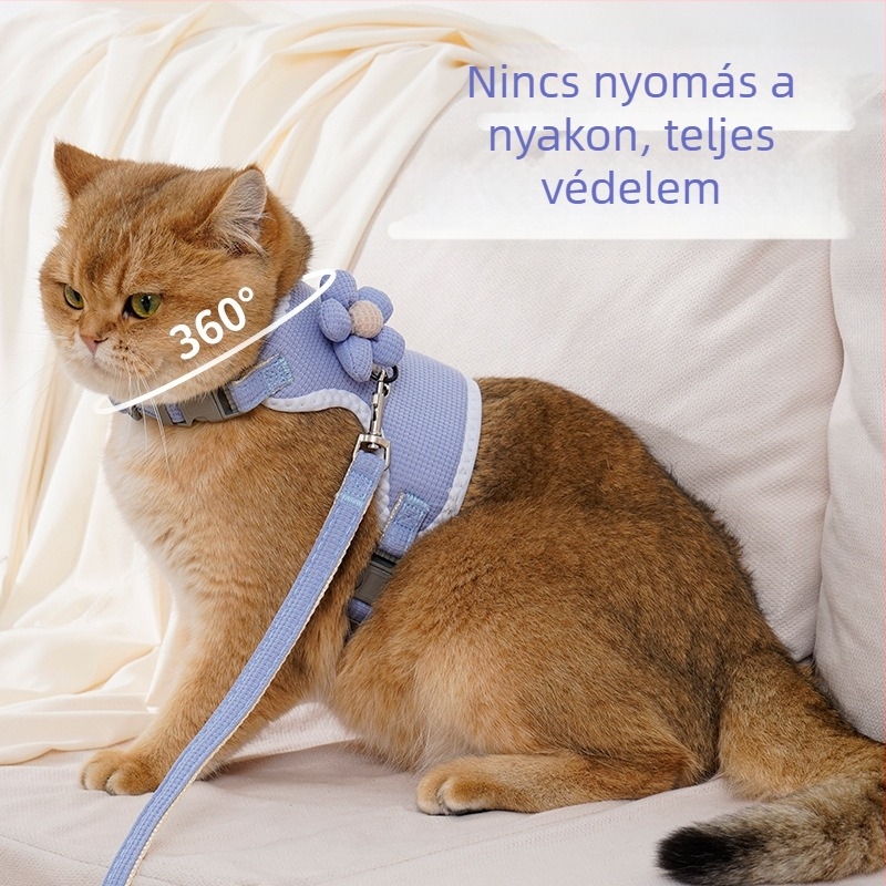 Légáteresztő macska-vest hám és póráz