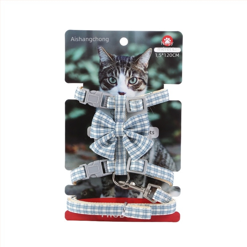 Aishang Pet macska mellényhám, lélegző, állítható mellény-stílusú póráz; Anyag: nylon-pamut vászon, cinkötvözet csat; Tömeg: S 54,5 g / L 101,2 g