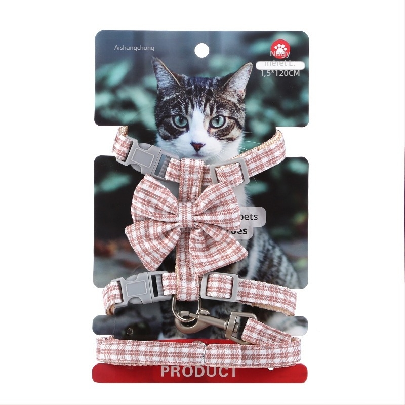 Aishang Pet macska mellényhám, lélegző, állítható mellény-stílusú póráz; Anyag: nylon-pamut vászon, cinkötvözet csat; Tömeg: S 54,5 g / L 101,2 g