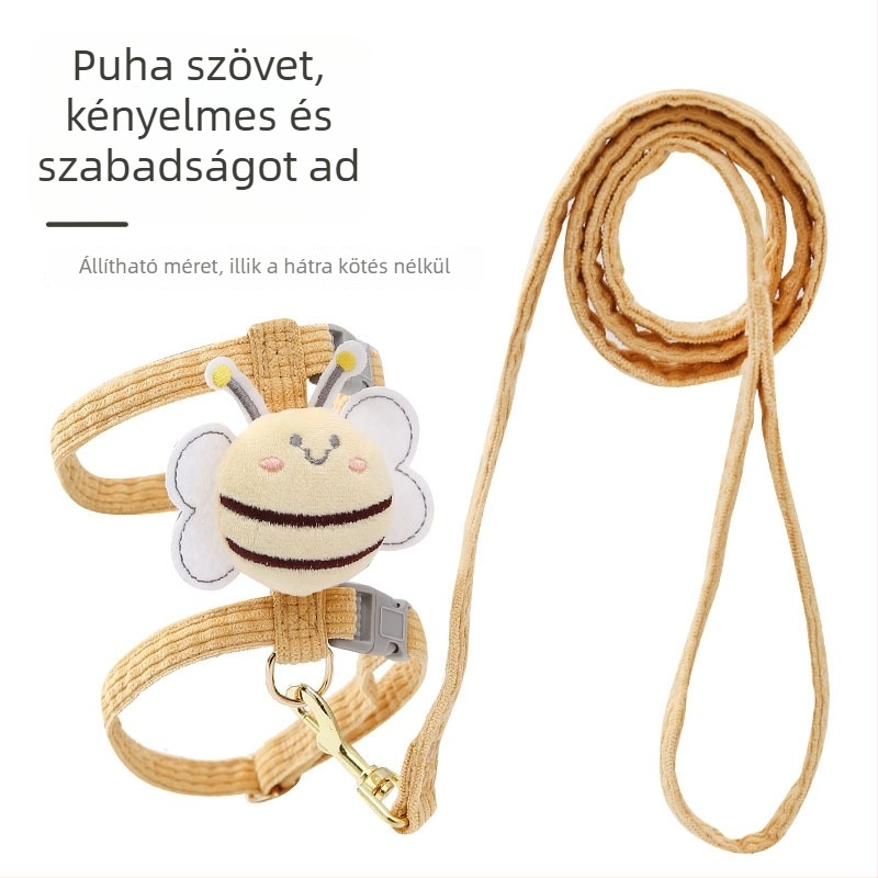 Macska hám és póráz — I-alakú kiugrás elleni design, anti-gubancolódás, anyag: szövet