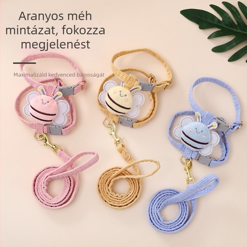 Macska hám és póráz — I-alakú kiugrás elleni design, anti-gubancolódás, anyag: szövet