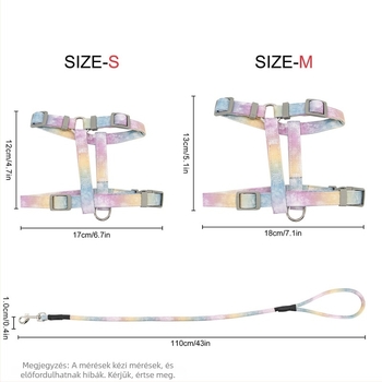 Állítható macska póráz és hám készlet gradient színű