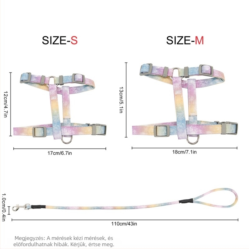 Állítható macska póráz és hám készlet gradient színű